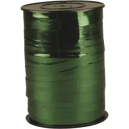 Geschenkband, metallisch grün, B: 10 mm, glänzend, 250 m/ 1 Rolle.