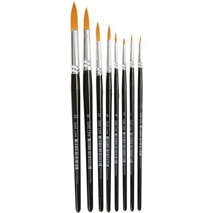 Gold Line Pinsel, Nr. 0-22, B: 1,5-8 mm, rund, 8 Stk.